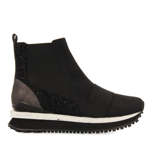 Sneakers tipo botín chelsea negras con cristales para mujer eggedal