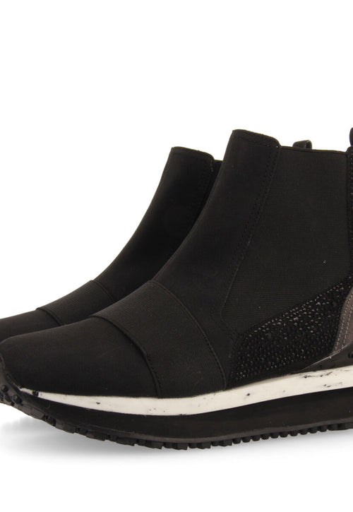 Sneakers tipo botín chelsea negras con cristales para mujer eggedal