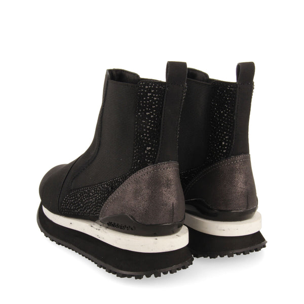 Sneakers tipo botín chelsea negras con cristales para mujer eggedal