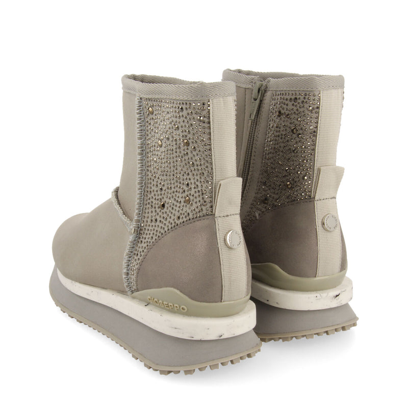 Herreid women's grey shearling boot-style sneakers with crystals