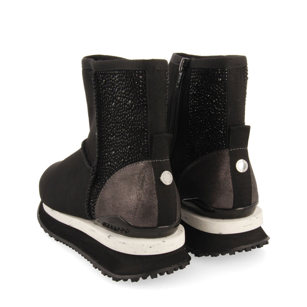 Herreid women's black shearling boot-style sneakers with crystals