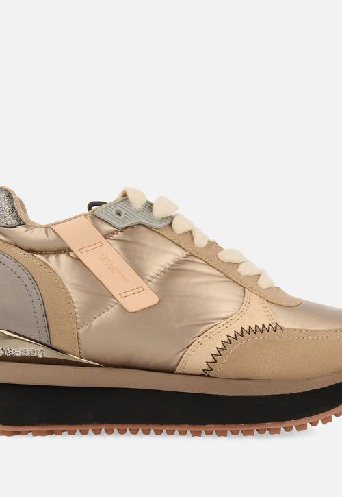 Anif women's cushioned gold monochrome sneakers with details and inner wedges