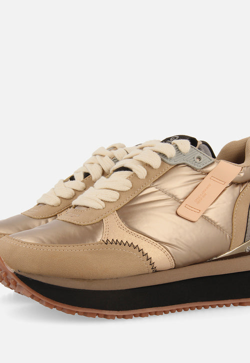 Anif women's cushioned gold monochrome sneakers with details and inner wedges