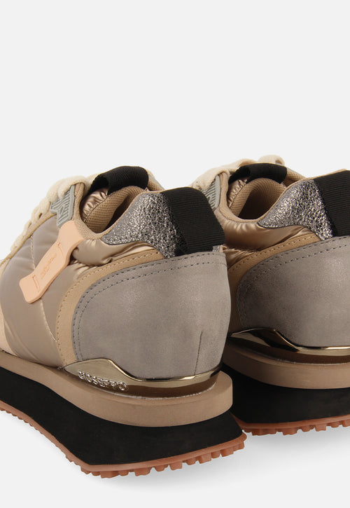 Anif women's cushioned gold monochrome sneakers with details and inner wedges