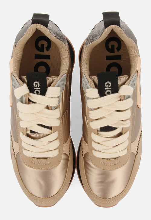 Anif women's cushioned gold monochrome sneakers with details and inner wedges