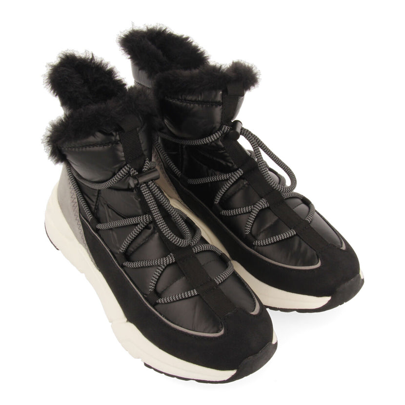 Sneakers negras tipo botín estilo après ski con cordones para mujer flirch