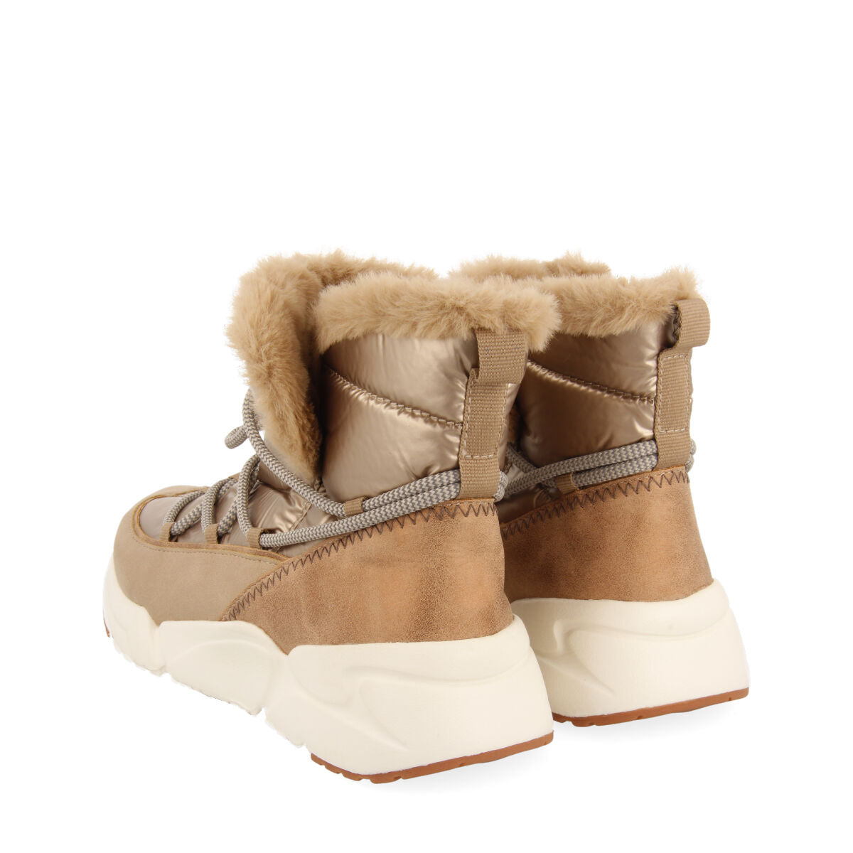 Sneakers doradas tipo botín estilo après ski con cordones para mujer flirch