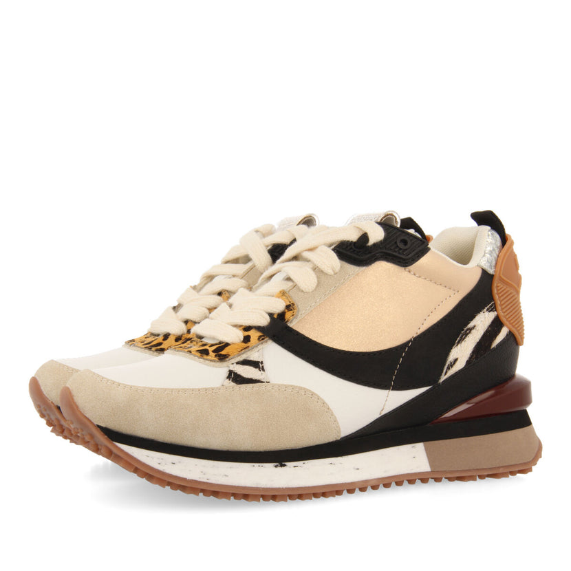Sneakers blanches avec mix d’imprimés et talonnette invisible pour femme onida 