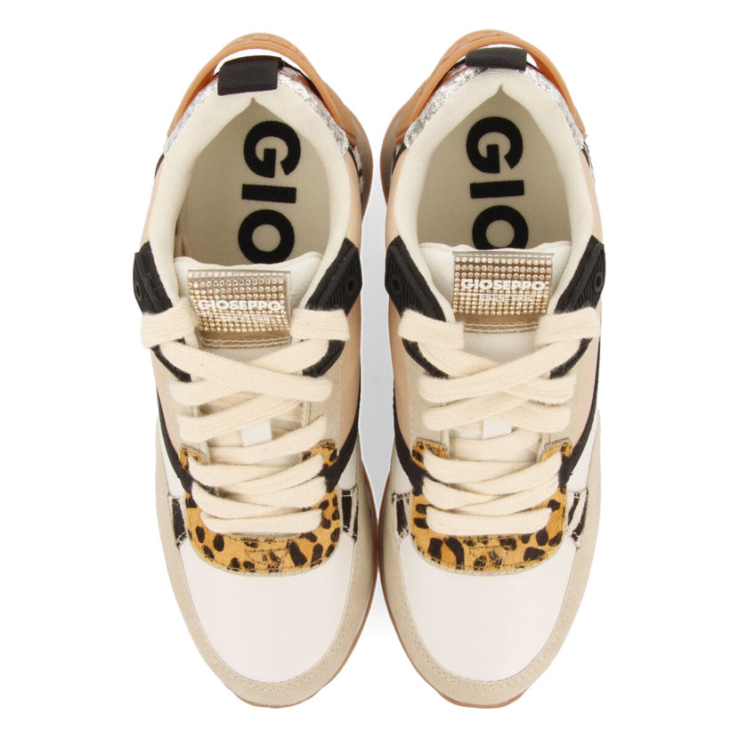 Sneakers blanches avec mix d’imprimés et talonnette invisible pour femme onida 