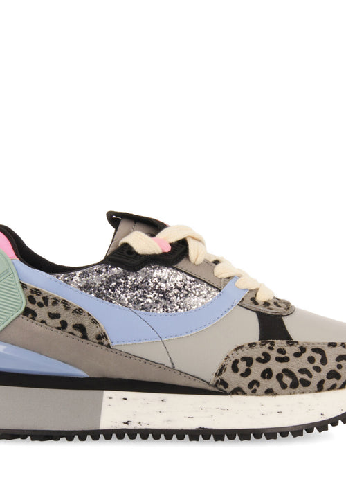 Sneakers gris con mix de estampados para mujer obsteig 