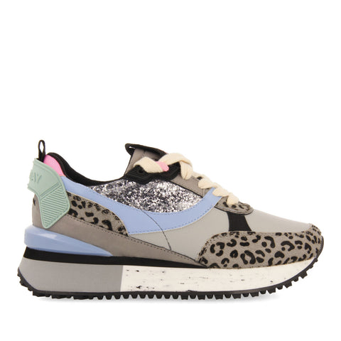 SNEAKERS GRIS CON MIX DE ESTAMPADOS PARA MUJER OBSTEIG 