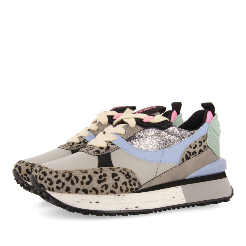 Sneakers gris con mix de estampados para mujer obsteig 