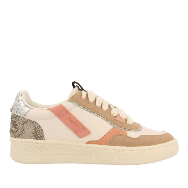 Angath women's white sneakers with mixed prints and textures