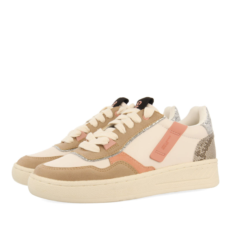 Angath women's white sneakers with mixed prints and textures