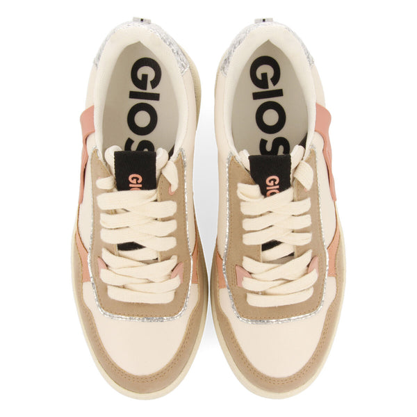 Angath women's white sneakers with mixed prints and textures