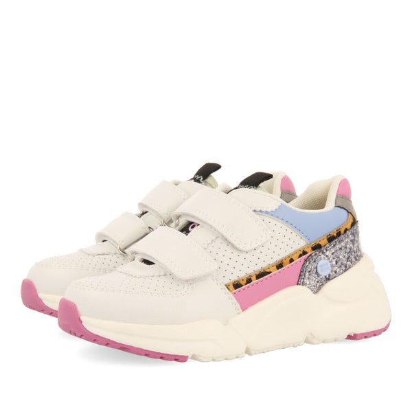 Lengau children's white sneakers with multicoloured pieces