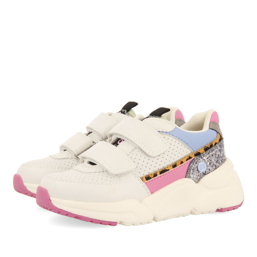 Lengau children's white sneakers with multicoloured pieces