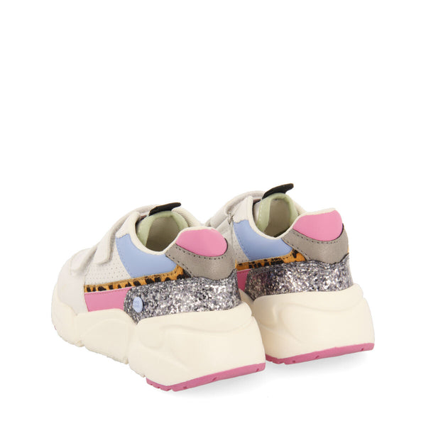 Lengau children's white sneakers with multicoloured pieces
