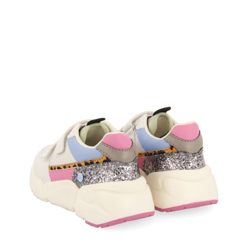 Lengau children's white sneakers with multicoloured pieces