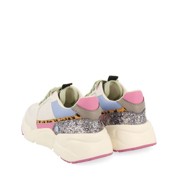 Halkirk children's white sneakers with multicoloured pieces