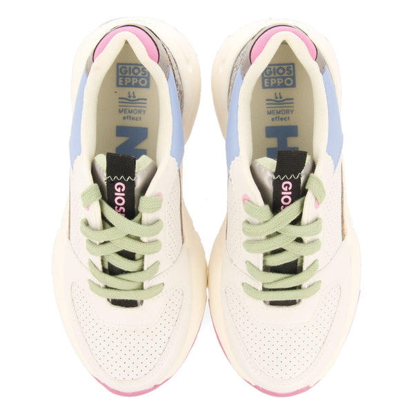 Halkirk children's white sneakers with multicoloured pieces