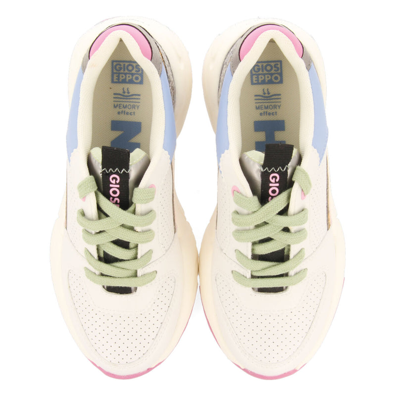 Halkirk children's white sneakers with multicoloured pieces