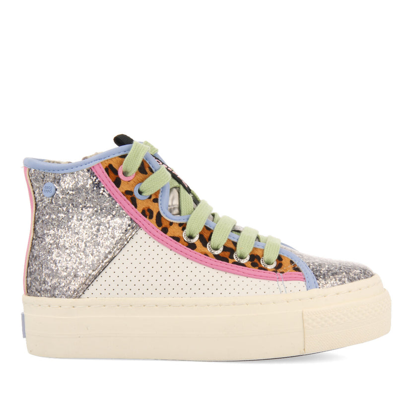 Sneakers montantes blanches avec paillettes pour fille et garçon anras 
