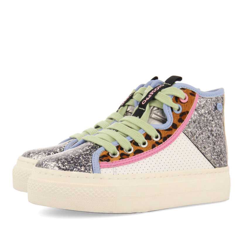 Sneakers montantes blanches avec paillettes pour fille et garçon anras 