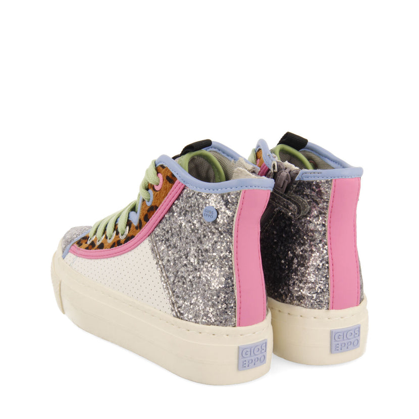 Sneakers montantes blanches avec paillettes pour fille et garçon anras 