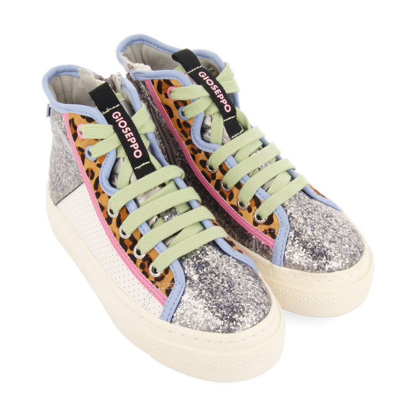 Sneakers montantes blanches avec paillettes pour fille et garçon anras 