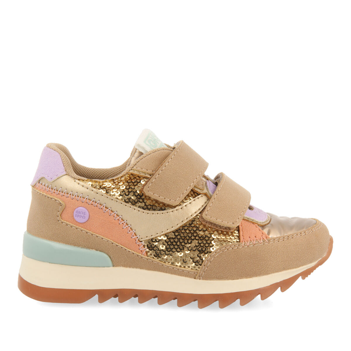 Sneakers con paillettes dorate per bambina e bambino biberw 