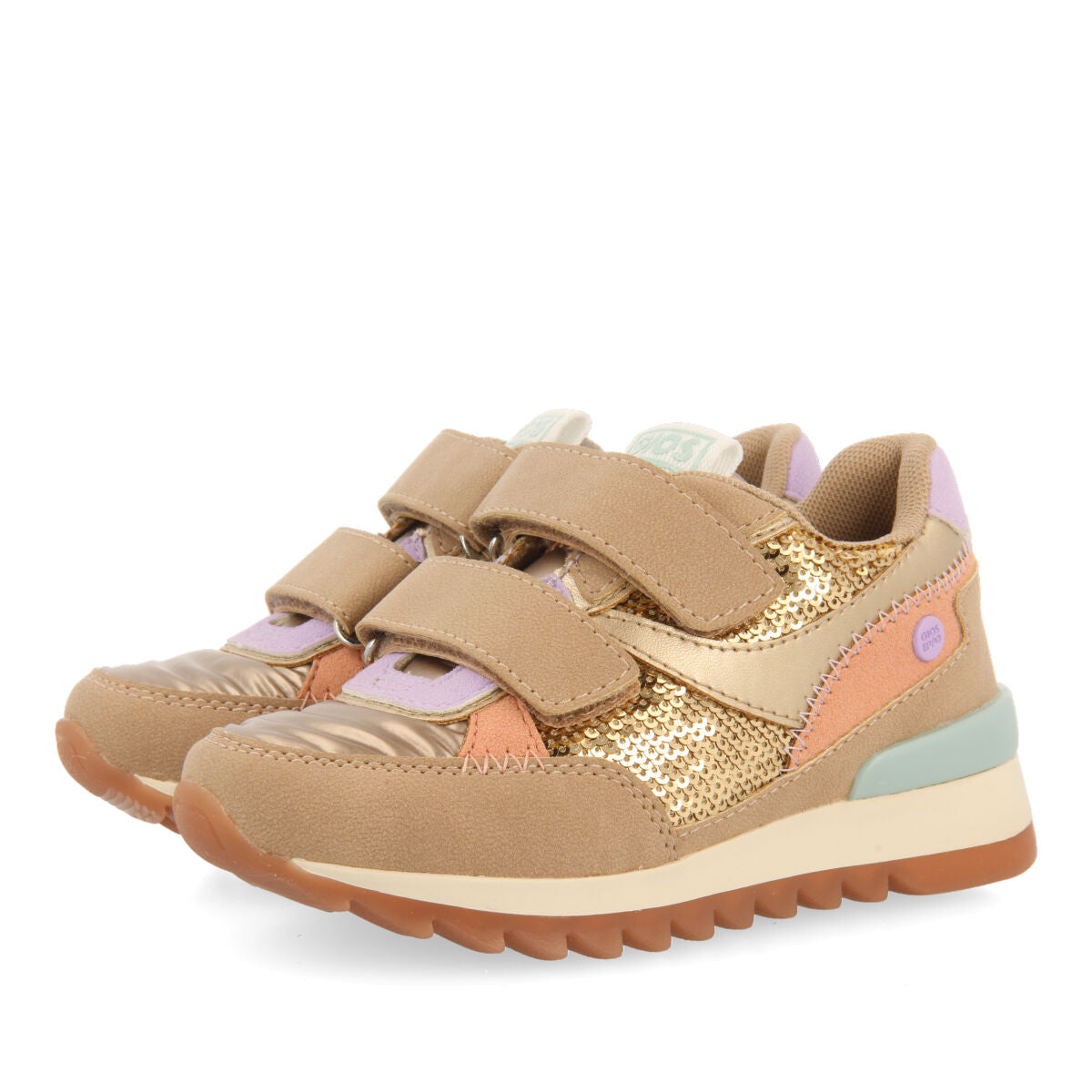 Sneakers con paillettes dorate per bambina e bambino biberw 