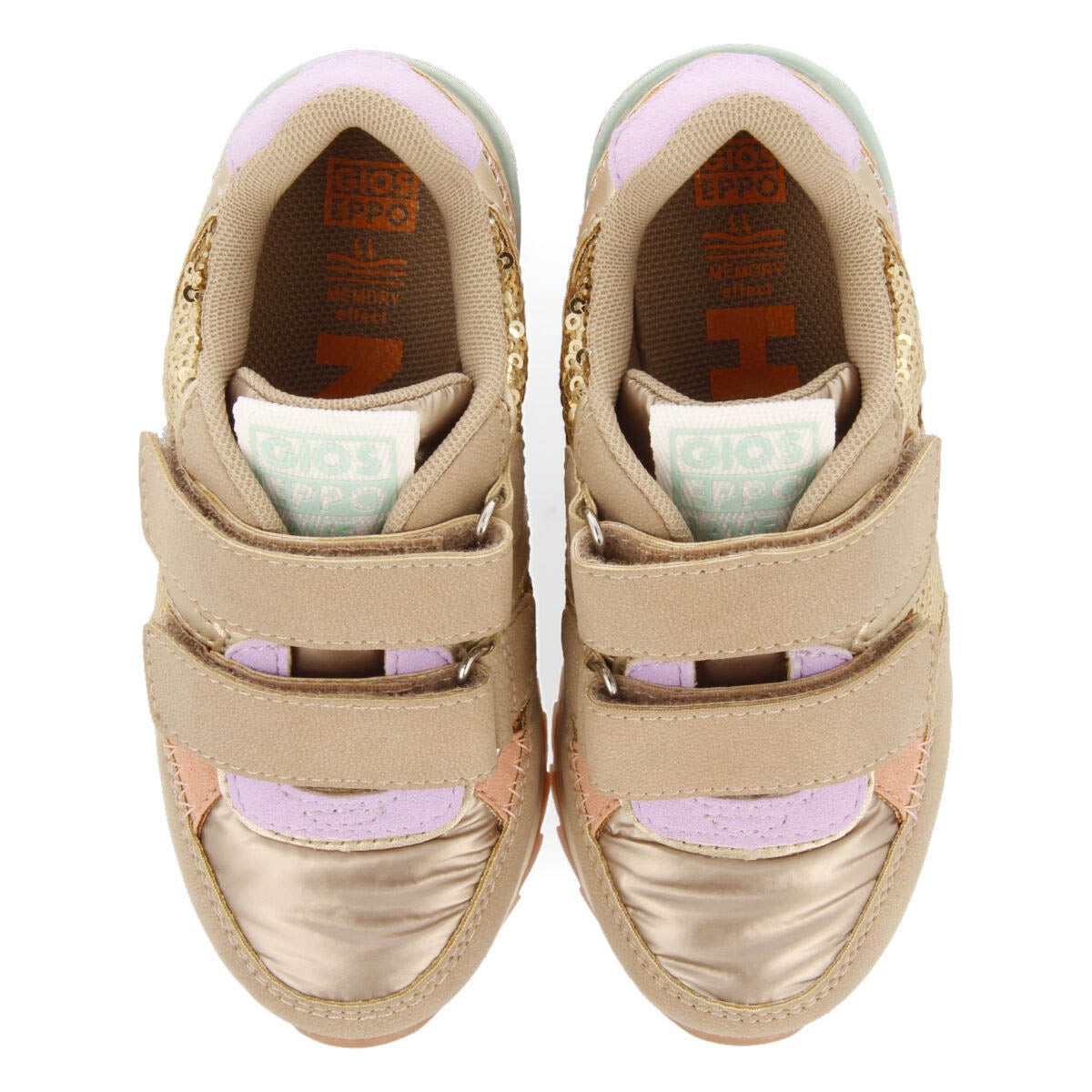 Sneakers con paillettes dorate per bambina e bambino biberw 