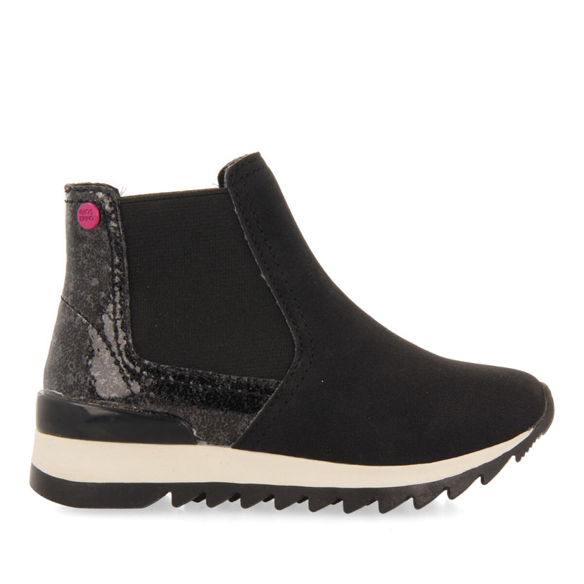 Sneakers tipo botín chelsea con detalle brillante negro para niña y niño luncarty