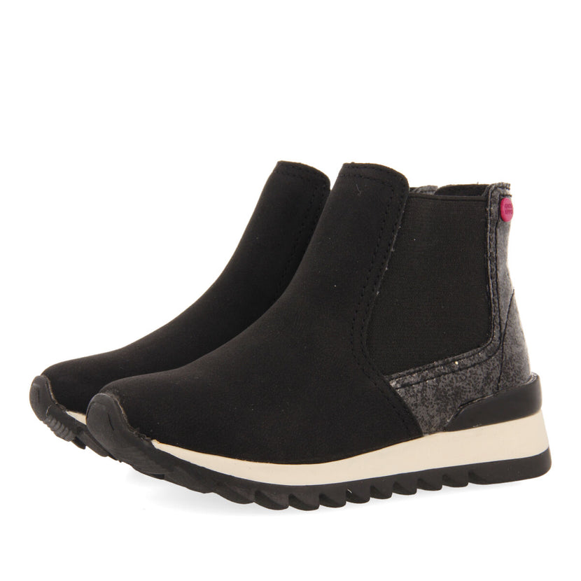 Sneakers tipo botín chelsea con detalle brillante negro para niña y niño luncarty