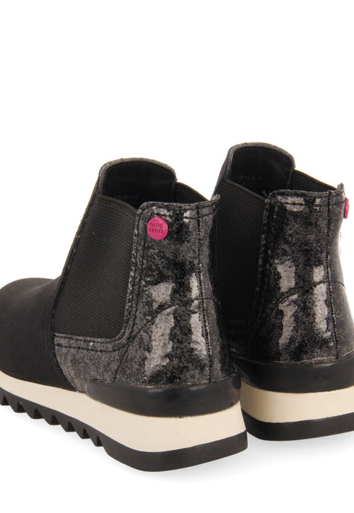 Sneakers tipo botín chelsea con detalle brillante negro para niña y niño luncarty