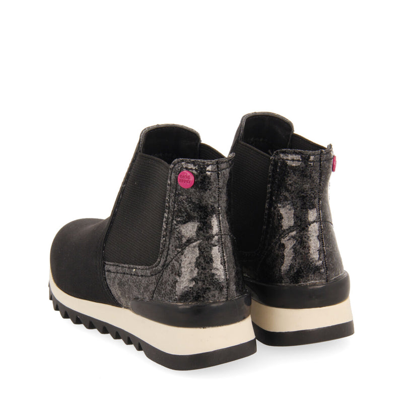 Sneakers tipo botín chelsea con detalle brillante negro para niña y niño luncarty