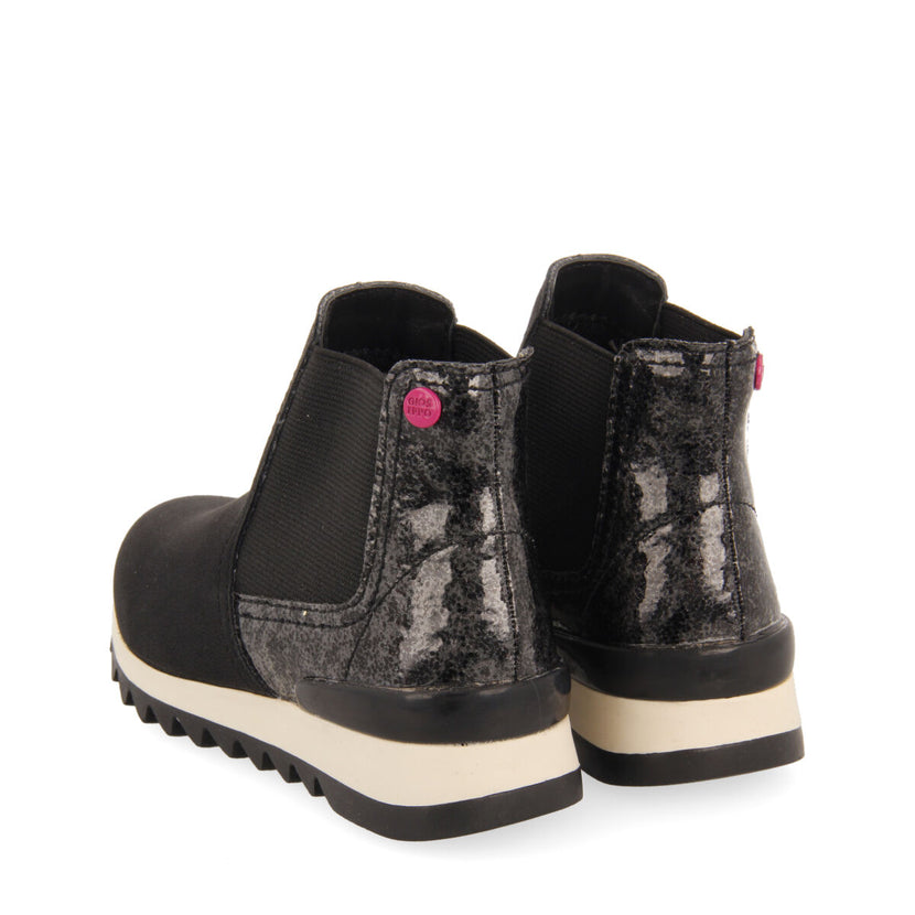 Sneakers tipo botín chelsea con detalle brillante negro para niña y niño luncarty