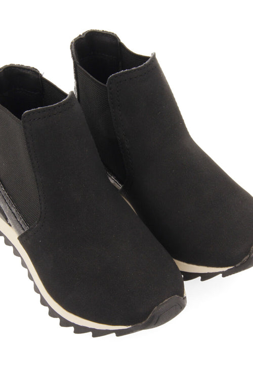 Sneakers tipo botín chelsea con detalle brillante negro para niña y niño luncarty