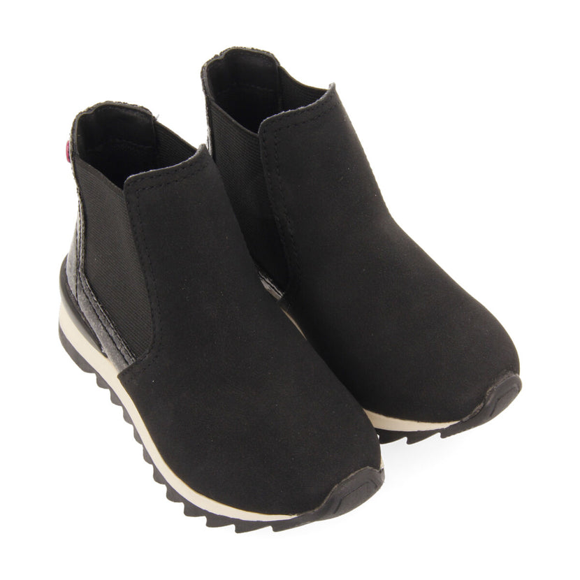 Sneakers tipo botín chelsea con detalle brillante negro para niña y niño luncarty