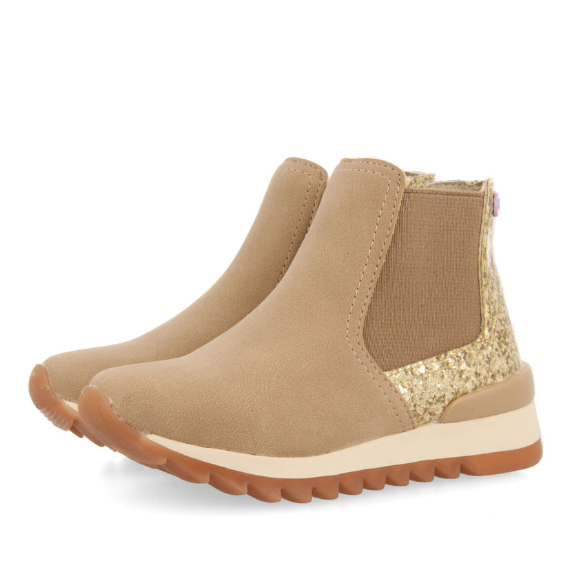 Sneakers tipo botín chelsea con detalle brillante dorado para niña y niño luncarty