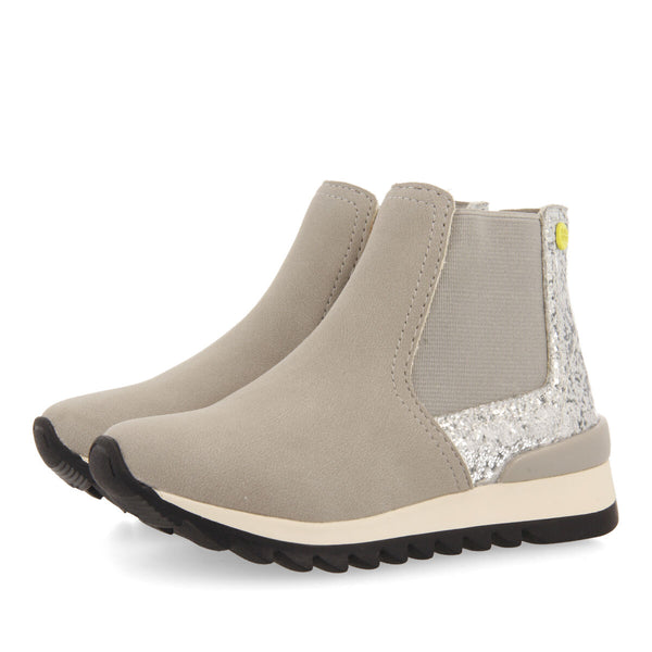 Sneakers tipo botín chelsea con detalle brillante plata para niña y niño luncarty