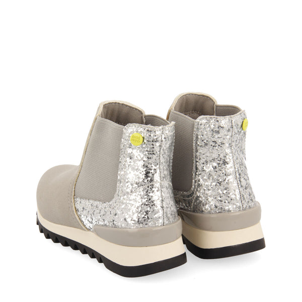 Sneakers tipo botín chelsea con detalle brillante plata para niña y niño luncarty