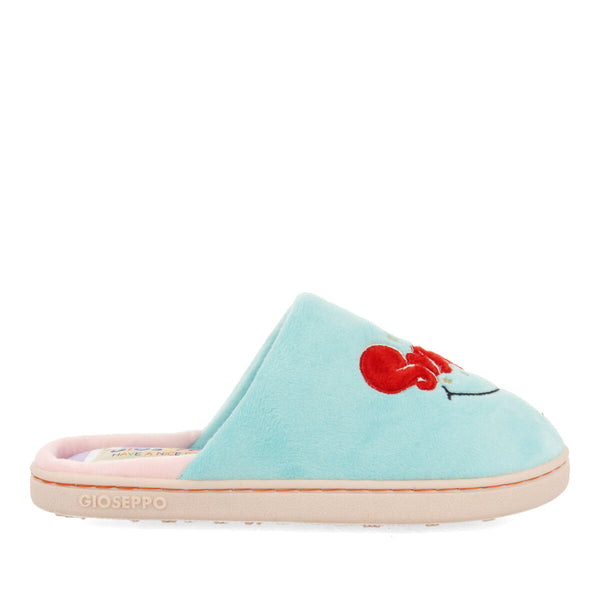 Turriff children's mint green backless slippers with smile text