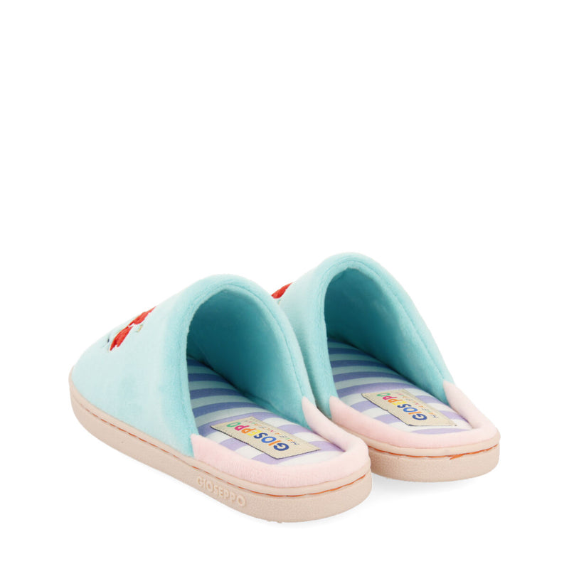 Turriff children's mint green backless slippers with smile text