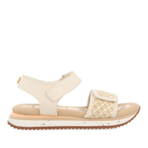 SANDALI SPORTIVI COLOR OFF-WHITE CON RAFIA PER BAMBINA E BAMBINO MELAN