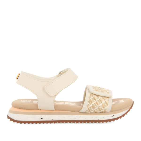 SANDALI SPORTIVI COLOR OFF-WHITE CON RAFIA PER BAMBINA E BAMBINO MELAN