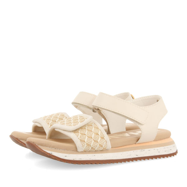 SANDALI SPORTIVI COLOR OFF-WHITE CON RAFIA PER BAMBINA E BAMBINO MELAN