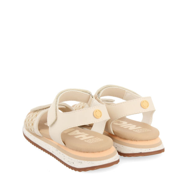 SANDALI SPORTIVI COLOR OFF-WHITE CON RAFIA PER BAMBINA E BAMBINO MELAN