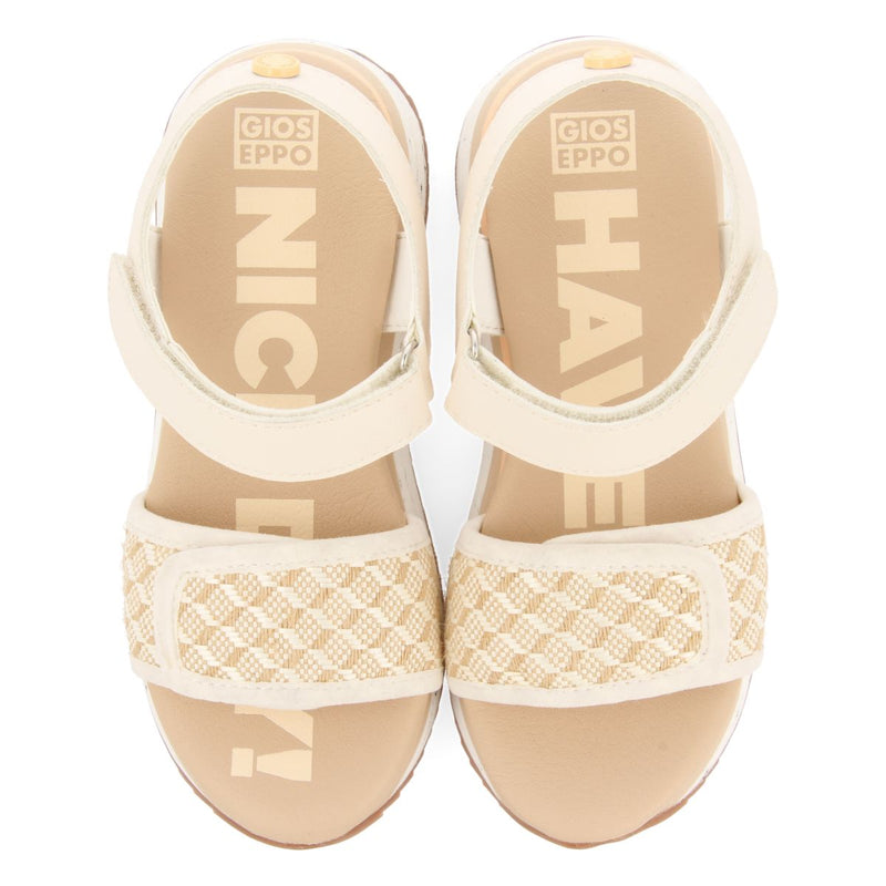 SANDALI SPORTIVI COLOR OFF-WHITE CON RAFIA PER BAMBINA E BAMBINO MELAN